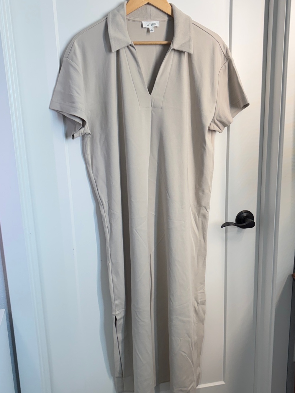 Haven Well Within Light Taupe Polo Short Sleeve Maxi Dress - 100% Cotton